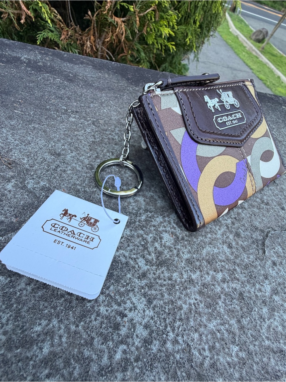 COACH Legacy Op Art Scarf Print Keychain NWT - Picture 4 of 9